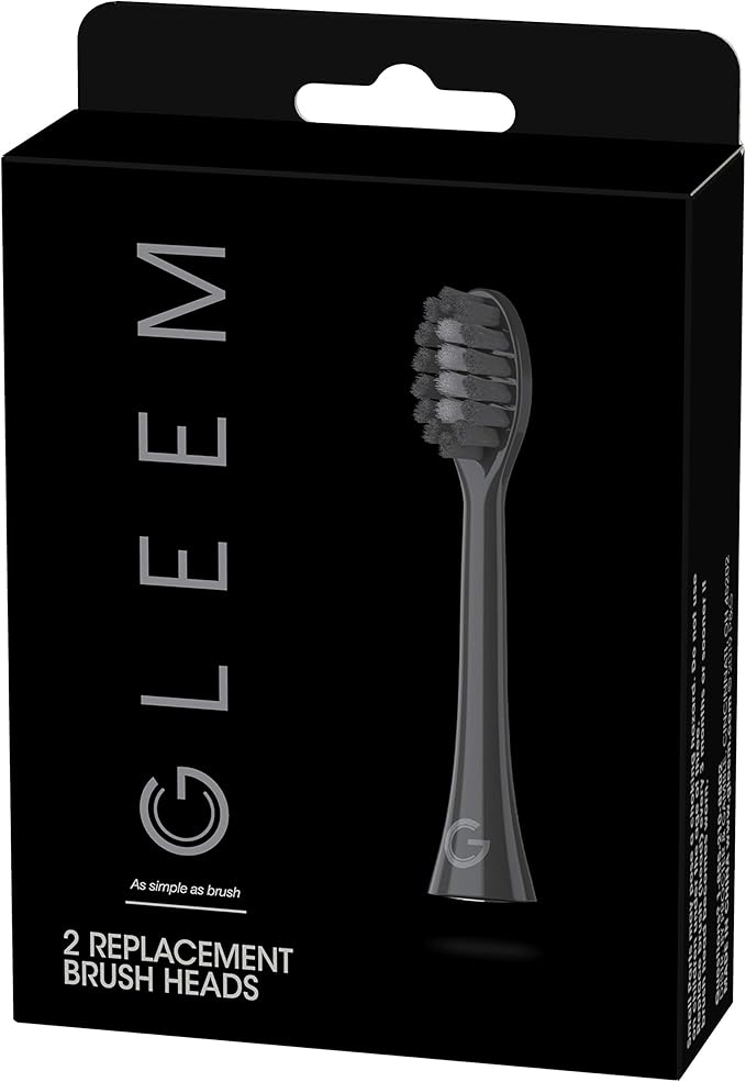 GLEEM Toothbrush Replacement Brush Heads Refill, Black, 2 Count