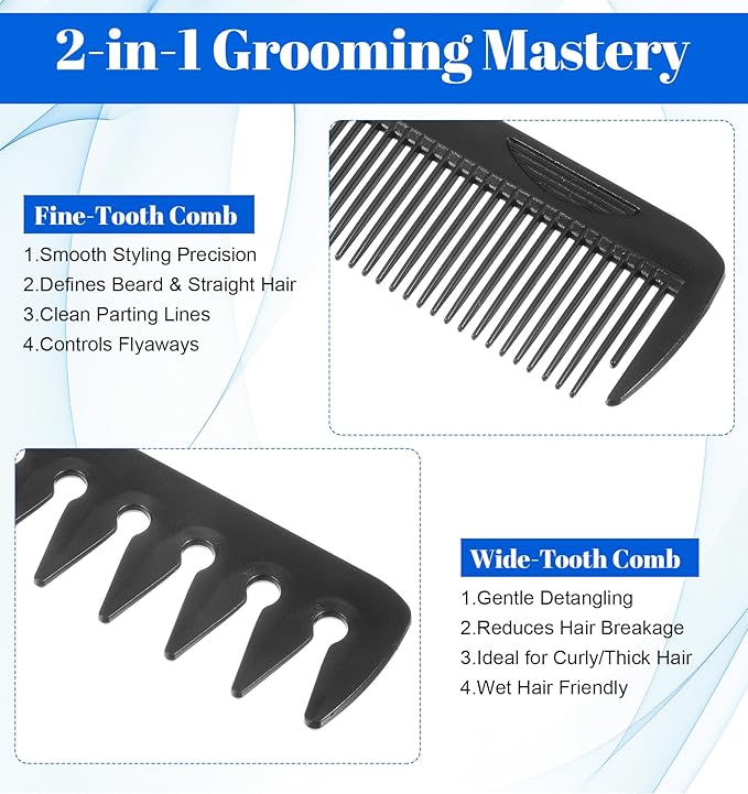 Folding Texture Comb, 2 in 1 Folding Comb Mens Texture Styling Foldable Travel Pocket Combs Fine & Wide Tooth for Hair Moustache Beard, Foldable Pocket Combs for Men Everyday Grooming, Travel Size
