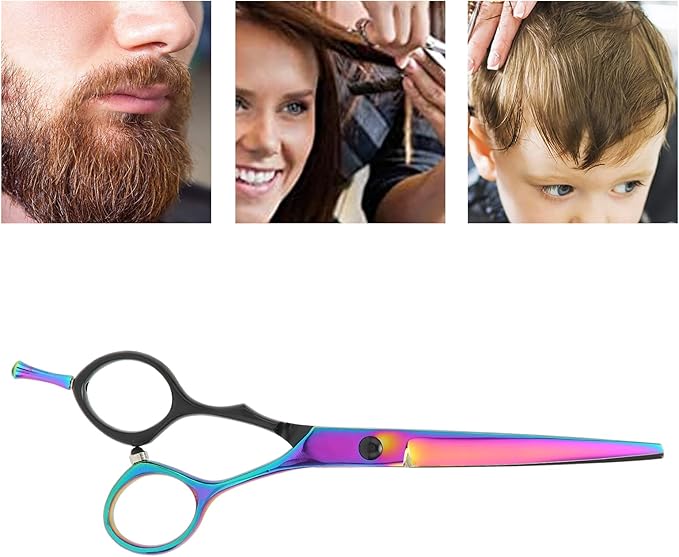 Barber Scissors Stainless Steel Hair Cutting Shears, Lightweight Ergonomic Beard and Mustache Trimming Scissors with Sharp Blades for Barbershop and Home Use (Flat Scissors: for Pets' Body and Leg