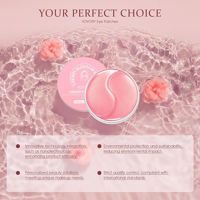 Under Eye Patches for Dark Circles and Puffiness, 60 Pcs Collagen Eye Masks for Eye Bags, Fine Lines & Wrinkles, Eye Treatment with Hyaluronic Acid for Hydrating & Moisturizing, Pink