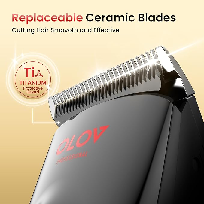 Hair Clippers for Men, Cordless Hair Clipper Kit, Adjustable 4 Length Setting, 2-Speed Settings, Replaceable Ceramic Blade Heads, Rechargeable Hair Clippers for Family (Red)