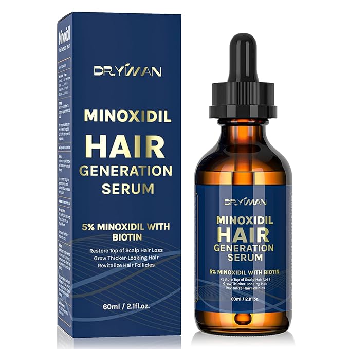 Hair Growth Serum 5% Minoxidil for Men Women with Biotin Castor Oil, Hair & Beard Care for Thinning Hair, Nourishing Scalp Treatment, 2.1FL OZ