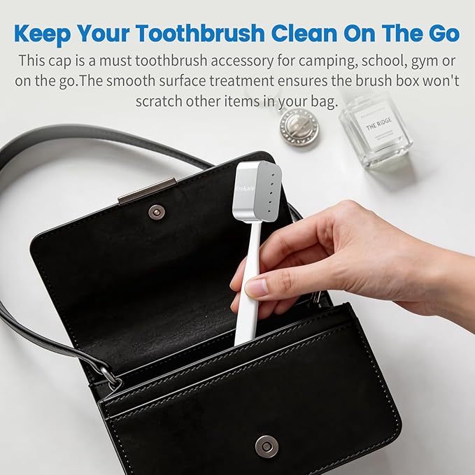 Aluminum Toothbrush Covers Caps, Travel Toothbrush Head Protector, Metal Brush Pod Case Fits Most Manual and Electric Toothbrushes, for Household, Bathroom, Business Trip, 2 Count, Silver+Black