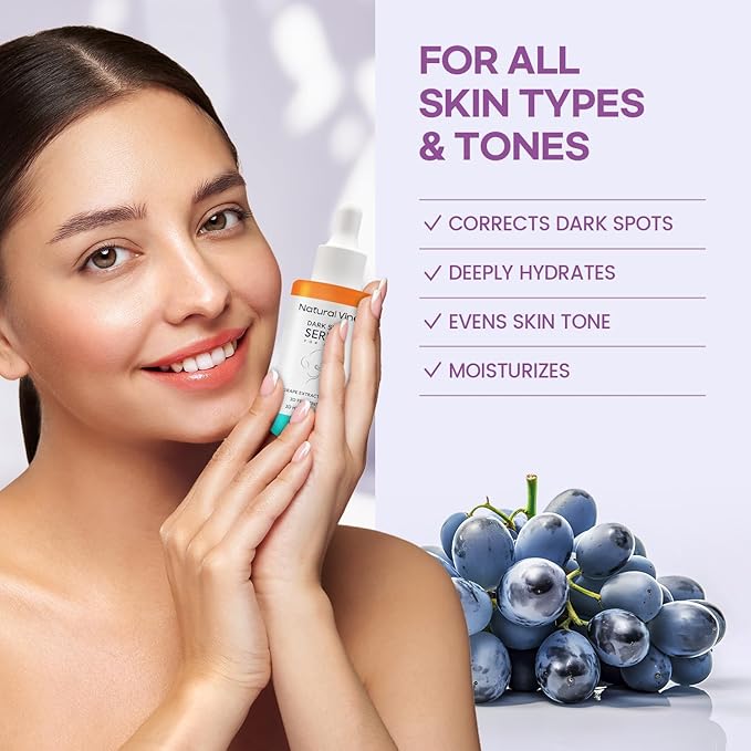 Natural Vine Dark Spot Serum: Dark Spot Remover for Face - Dark Spot Corrector with Grape Extract Fermentation Complex Hyaluronic Acid Vitamin E for Brighter Even Skin Tone 1 FL OZ