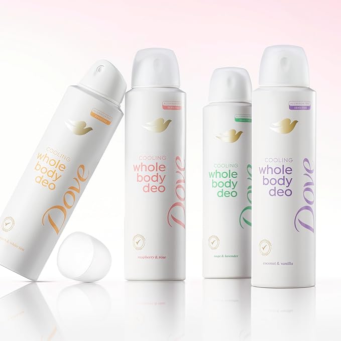 Dove Whole Body Deodorant Cooling Spray Raspberry & Rose Aluminum Free 4oz