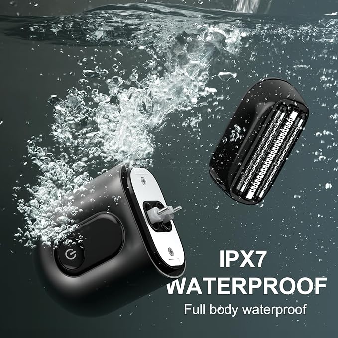 Electric Foil Shavers for Men: Mini Electric Razor with Big LED Display & 3 Floating Blades - IPX7 Waterproof Wet Dry Face Razor, USB Type C Valentine's Day Gifts