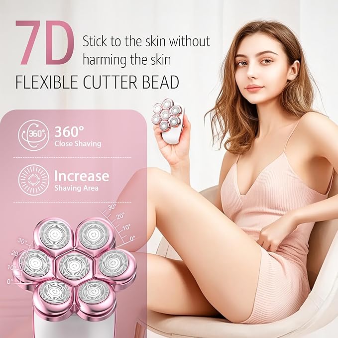 SHPAVVER Electric Razors for Women Legs: Rechargeable Body Shaver - Waterproof Wet Dry Shaver for Women Lady Face Underarms Pubic (Little Pink)