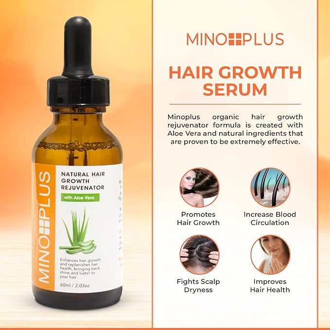 Natural Hair Growth Serum - 60ml / 2fl oz – For Longer, Stronger Thicker, Fuller Hair - Formulated to Prevent Hair Loss, Hair Fall, with Aloe Vera