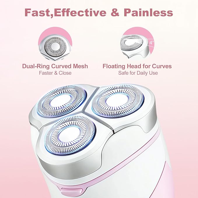 Electric Razors for Women,Rechargeable Shaver for Women,LED Display Wet & Dry Waterproof Electric Razors for Body Face Legs Underarms and Bikini Area,Pop-Up Trimmer Portable Travel Razor Pink