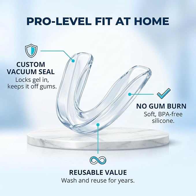 Lumeeno Moldable Teeth Whitening Trays for Gel Compatible with Opalescence and All Gels - 4 Trays & 2 Storage Cases Thin, Trimmable, BPA-Free