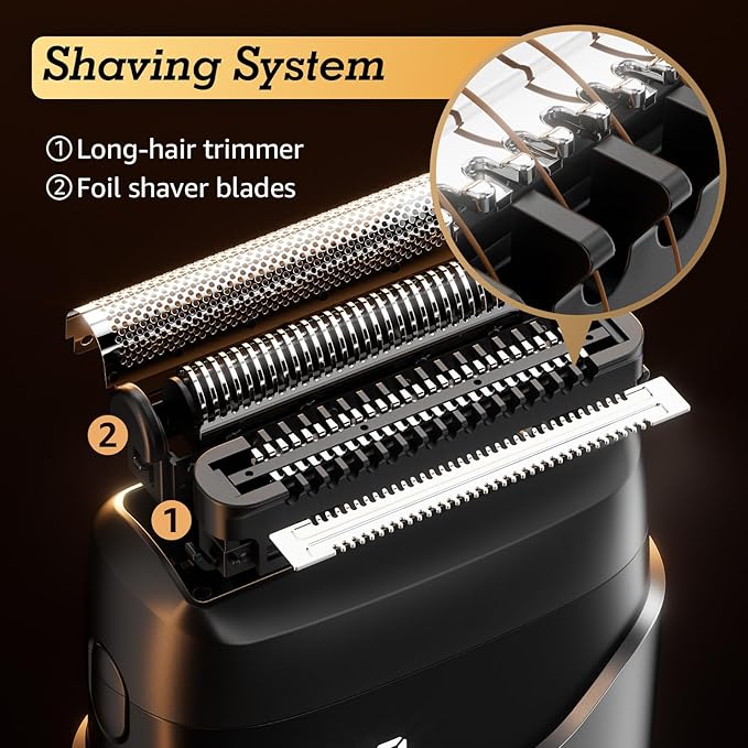 Mini Electric Razor for Men:Foil Shavers for Men, IPX7 Waterproof Cordless Razor with LED Display & Fast Charge - End High - Micro-Comb Technology & Precision Blades