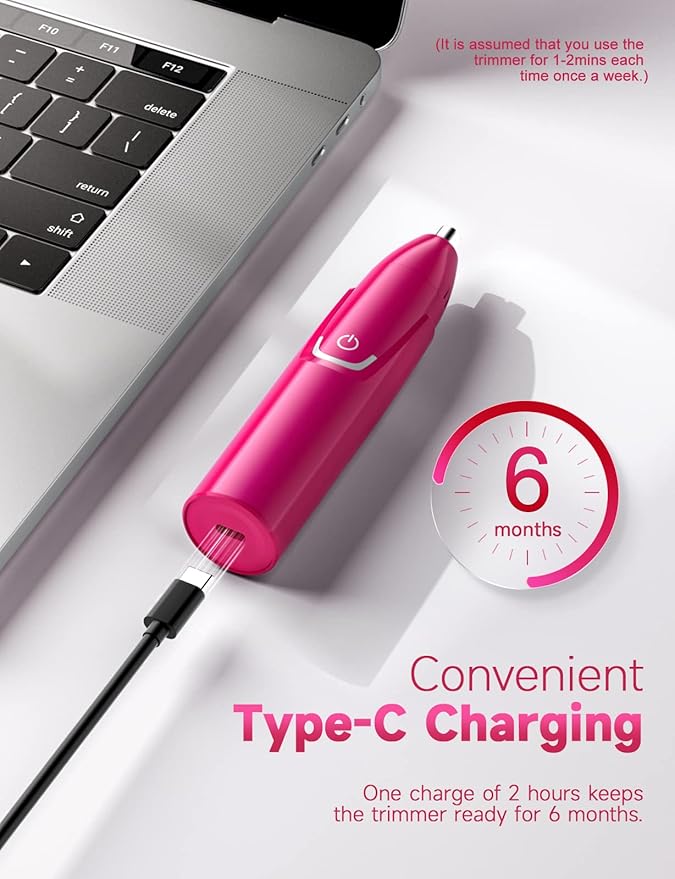 Rechargeable Ear and Nose Hair Trimmer - 2025 Professional Painless Eyebrow & Facial Hair Trimmer for Men Women, Powerful Motor and Dual-Edge Blades for Smoother Cutting Magenta