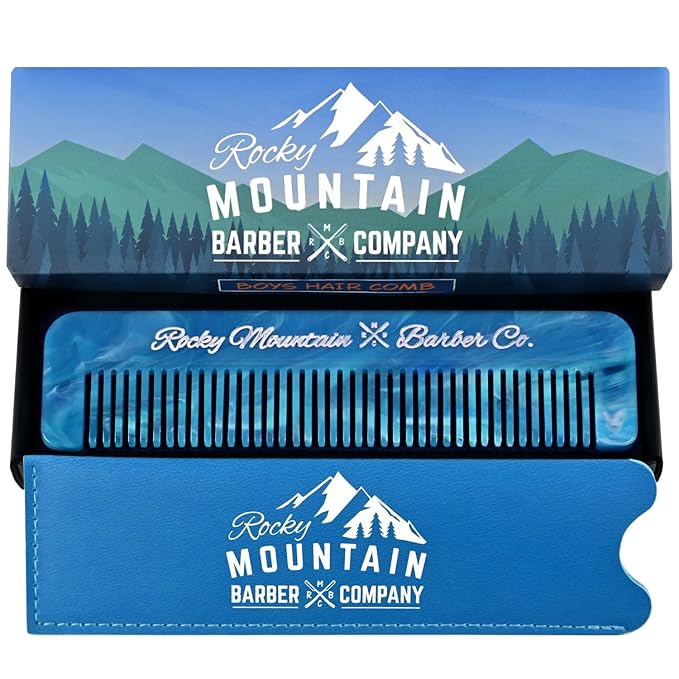 Kids Hair Comb - Soft, Rounded Teeth for Gentle Hair Styling for Kids - No Pulling or Snagging - For All Hair Types and Styles - Made of Cellulose Acetate - Includes Carrying Pouch