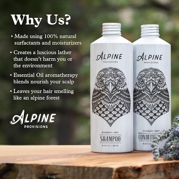 Alpine Provisions Natural & Organic Conditioner with Fir & Sage – Moisturizing Hair Conditioner with Aloe Vera, Sunflower Oil & Essential Oils – Sulfate-Free, Vegan, Plant Based – 16.9 fl oz