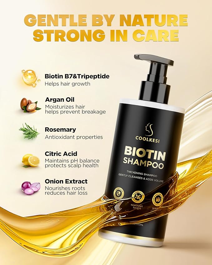 Tripeptide-Infused Biotin Hair Growth Shampoo and Conditioner Set, Onion Anti-Loss Volumizing Moisturizing Treatment for Soft Shine Hair, Rosemary Dandruff Routine Shampoo for Men and Women, 2x16.9oz