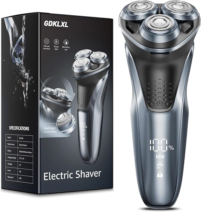 Rechargeable Electric Razor for Men: IPX7 Waterproof Shaver - 4D Flex Precision Blades with Pop-Up Trimmer - 1.5H Fast Charge - Gentle on Sensitive Skin, Travel-Friendly，Valentine's Day Gifts