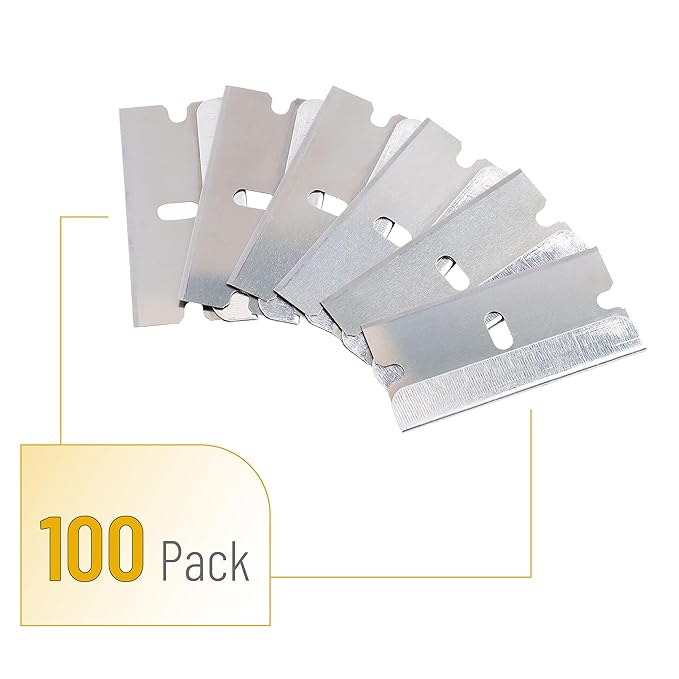 Bates Single Edge Razor Blades, 100 Pack, Silver, Straight Edge, Scraper Blades
