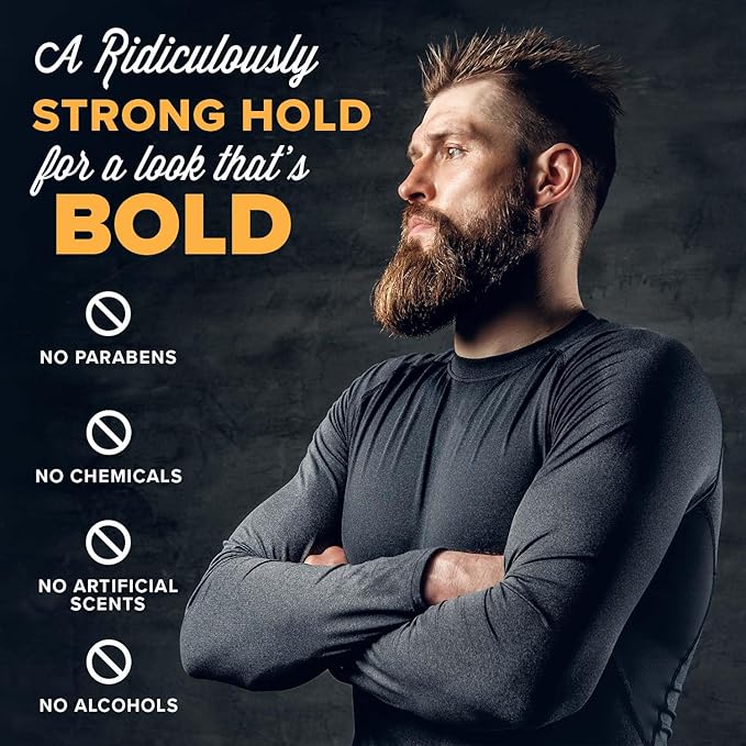Ridiculously Strong Mustache and Beard Wax (2 Tins) - 100% Natural, All-Day Styling Control with Ultra-Strong Hold, 1 oz. each…