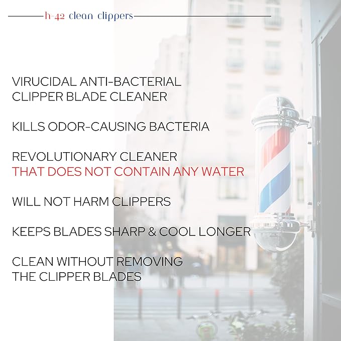H-42 Clipper Blade Cleaner – Waterless Clipper Cleaner for Barbers, Anti-Rust Formula for Clippers and Trimmers, Cleans and Cools Blades, 16oz Bottle (Pack of 2)