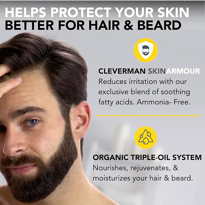 Reusable Hair & Beard Dye for Men – Dark Blond | Up to 5 Uses, 7 Minutes | Natural Gray Coverage, No-Drip Cream with SkinArmour® – Cleverman
