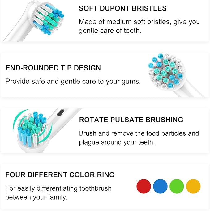 Toothbrush Heads for Oral B, 8 Pack Precision Clean Electric Toothbrush Replacement Heads Medium Soft Dupont Bristles Replacement Toothbrush Heads for Oral Health and Plaque Removal