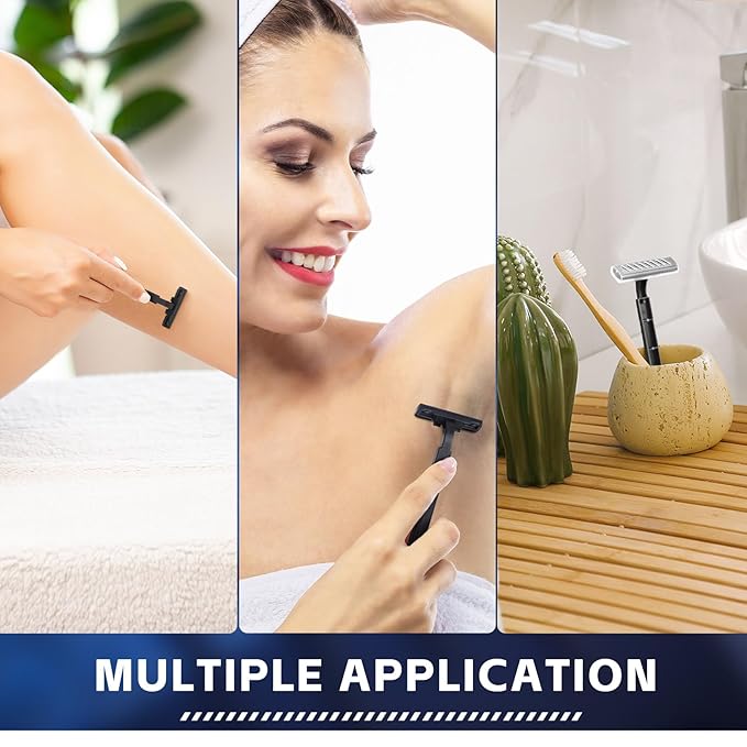 Jutom 25 Pcs Twin Blade Disposable Razors Bulk with Safety Cap Stainless Steel Shaving Razors Bulk Multipurpose Portable for Men Women Bathing Hotel Travel Camping Charity Apartment