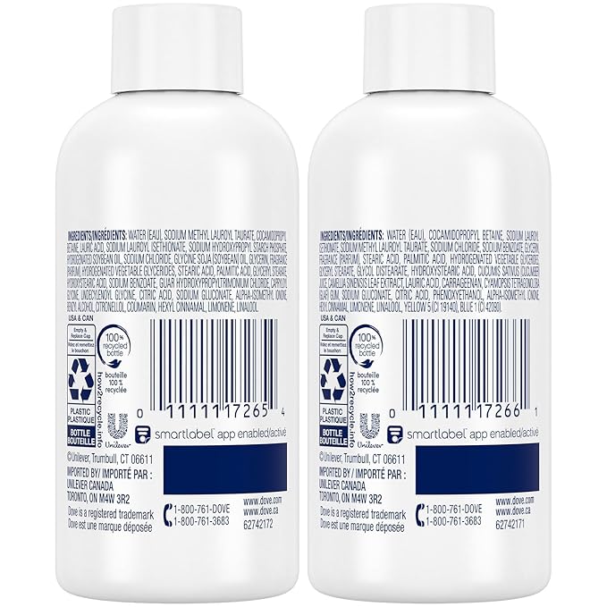 Dove Body Wash Travel Essentials Variety 4-Pack – Refreshing Cucumber & Green Tea + Deep Moisture Nourishing Body Washes, 3 Oz Ea