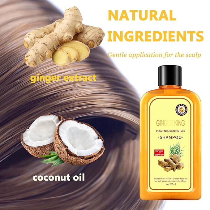 Ginger Hair Growth Shampoo,Anti Hair Loss Shampoo with Ginger Plant Extract, Instant Regrowth Organic Natural Gingers Repairs Damaged Hair Suitable for All Hair Types 8.8Fl Oz