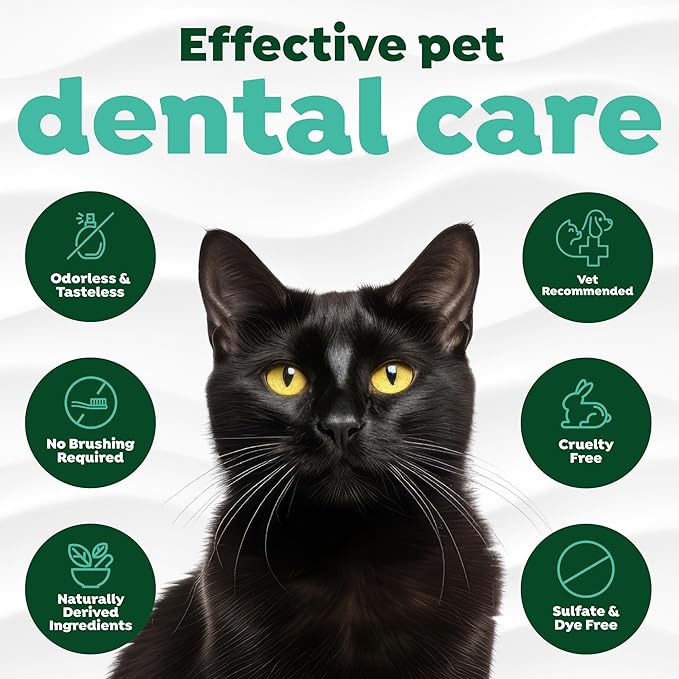 TropiClean Fresh Breath Oral Care Water Additive for Cats, 8oz - Dental Health Solution - Cat Breath Freshener - Plaque & Tartar Defense - Made in USA with Naturally Derived Ingredients