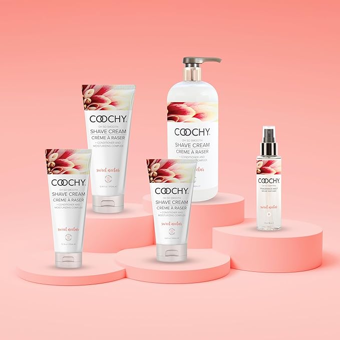 Coochy Shave Cream - Moisturizing Shave Lotion - Gentle Intimate Shaving Cream - For Bikini Area, Underarms, Legs & More - Rash-Free, Hydrating Formula - Sweet Nectar, 7.2 oz