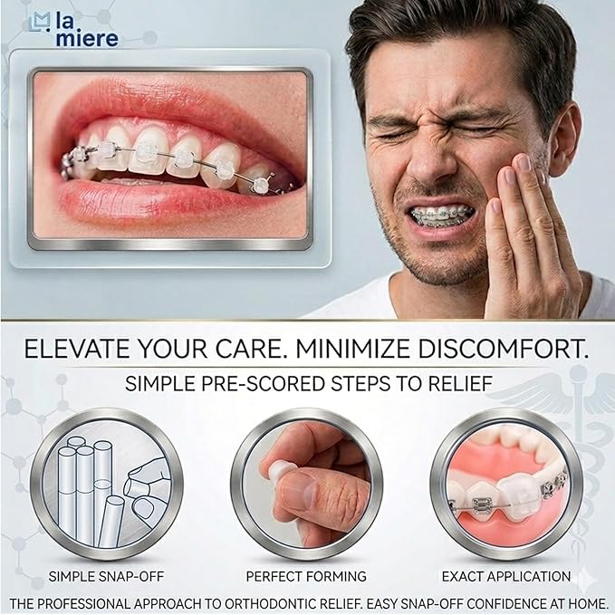LA MIERE 2 Boxes Pre-Cut Food Grade Dental Wax Orthodontic Wax Braces Wax Shield Lips & Gums Dental Teeth Braces Wearer Unscented