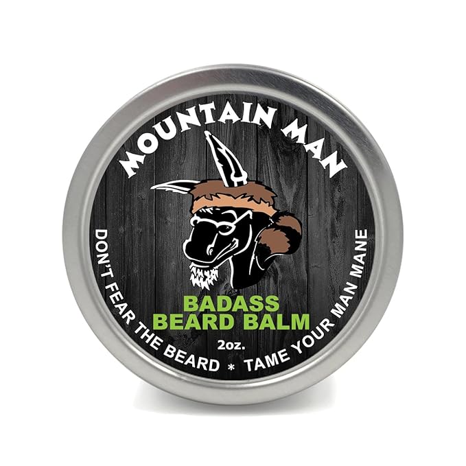 Badass Beard Care Beard Balm - Mountain Man Scent, 2 Ounce - All Natural Ingredients, Keeps Beard and Mustache Full, Soft and Healthy, Reduce Itchy and Flaky Skin, Promote Healthy Growth