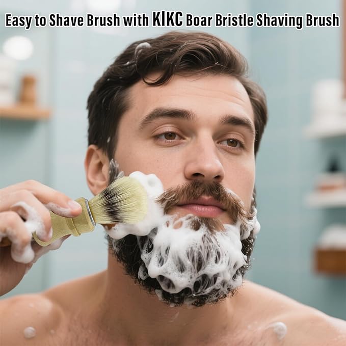 Hand Crafted Pure Boar Bristle Shaving Brush for Wet Shave, Comfortable Bamboo Handle, Shaving Brushes for Men,Soft Bristle, Best Gift for Bearded Man