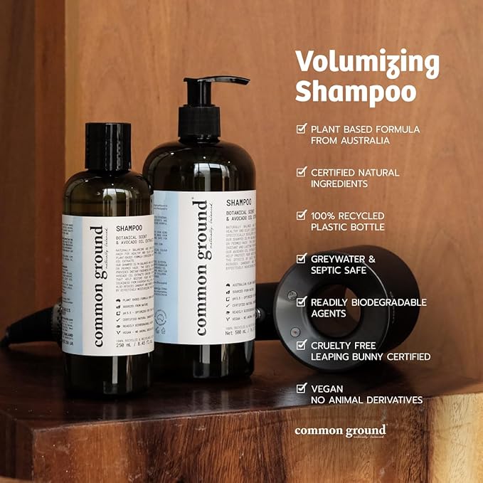 Common Ground Natural Shampoo and Conditioner Set; Paraben and Cruelty Free, Organic, Vegan, Plant-Based Formula, Botanical Scent and Avocado Oil Extract, for Men and Women (2 x 8.4 fl oz)