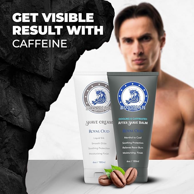 Bossman Liquid Silk Shave Cream for Men – Sensitive Skin Formula, Smooth Glide, & Soothing Protection – Moisturizing Finish (Royal Oud Scent)
