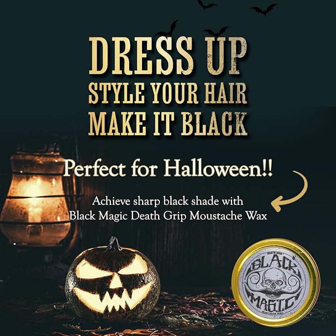 THE VINTAGE GROOMING CO. Black Mustache Wax | Black Magic Death Grip Moustache Wax | Hide Grey Hair In Beard Or Moustache | Extra Strong Hold Mustache Wax Unscented | 1 oz Tin Heat Source Required