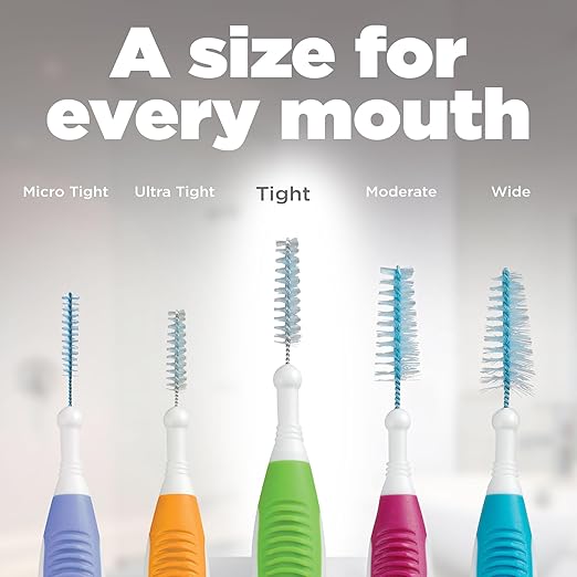 GUM Proxabrush Go-Betweens - Tight - Interdental Brushes - Soft Bristled Dental Picks for Plaque Removal Health - Safe for Braces & Dental Devices, 10ct (Pack of 6)