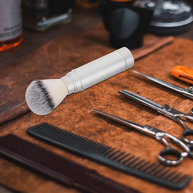 NOLITOY Portable Travel Beard Shaving Brush for Men, Nylon Bristle Face Cleaning Shave Brush with Metal Handle, Lightweight Grooming Tool for Travel and Daily Shaving