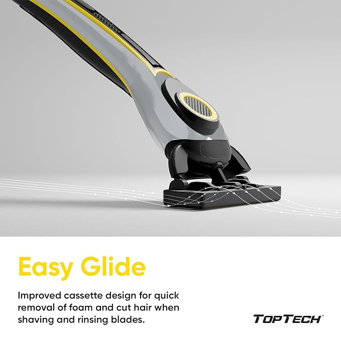 TopTech ULTRA 5 Razors for Men - Replaceable Cartridges for Manual Shaving Razor, 5 Blades Technology Refills - 8 Count Pack - Fits Gillette Fusion - Soft Shave & Sharp - Cost-effective Refill