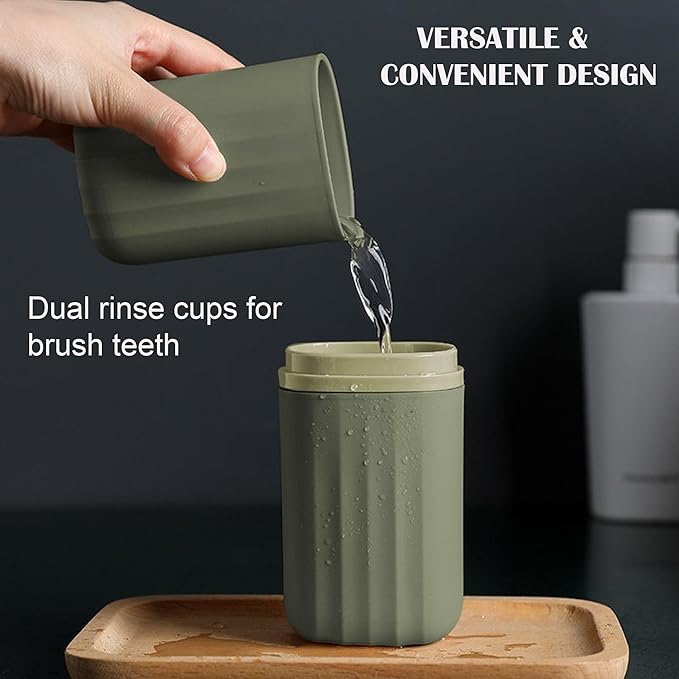 Toothbrush Travel Case, Portable Travel Toothbrush Holder with Rinse Cup, Dustproof Travel Toothbrush Toothpaste Container for Outdoor Camping, Hiking, School, Business Trip