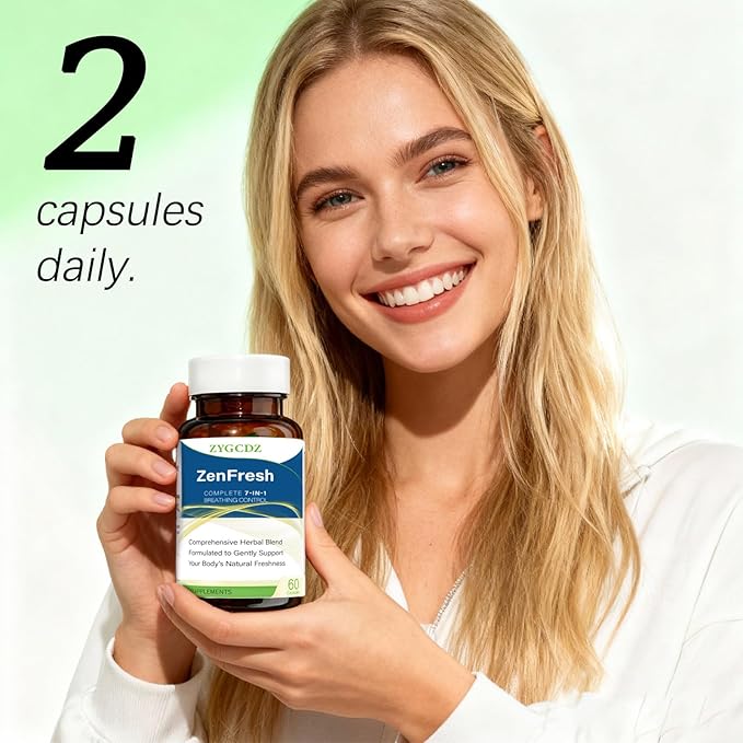 7-in-1 Bad Breath Capsules with Chlorophyllin & Probiotics, Mint Extract for Long Lasting Breath Freshness, Oral Care Supplement for Digestive Support, 14-Day Solution (01)