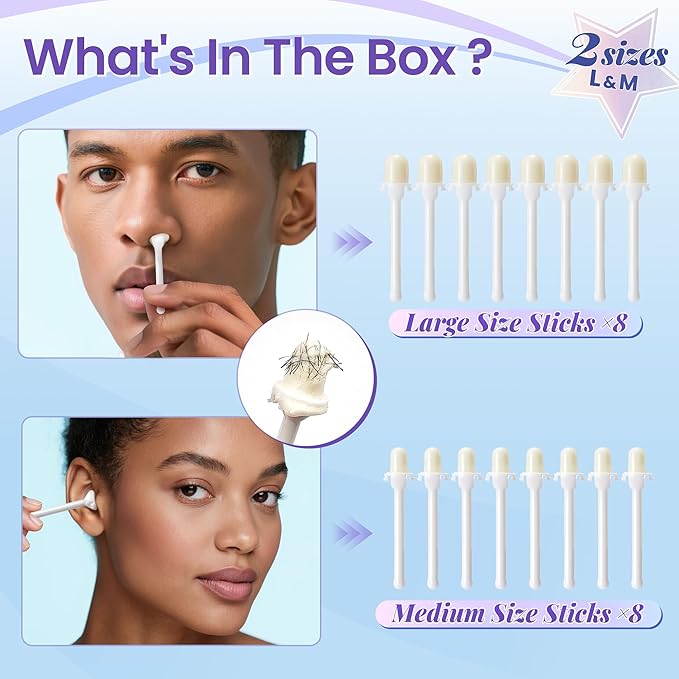 Pre Wax Nose Sticks Kit For Men, 16 Sticks, Ear Hair Removal, Nose Waxing, 15-20 Uses Ear wax kit Hair Removal for Men and Women,Safe Quick Painless Hair Remover Kit