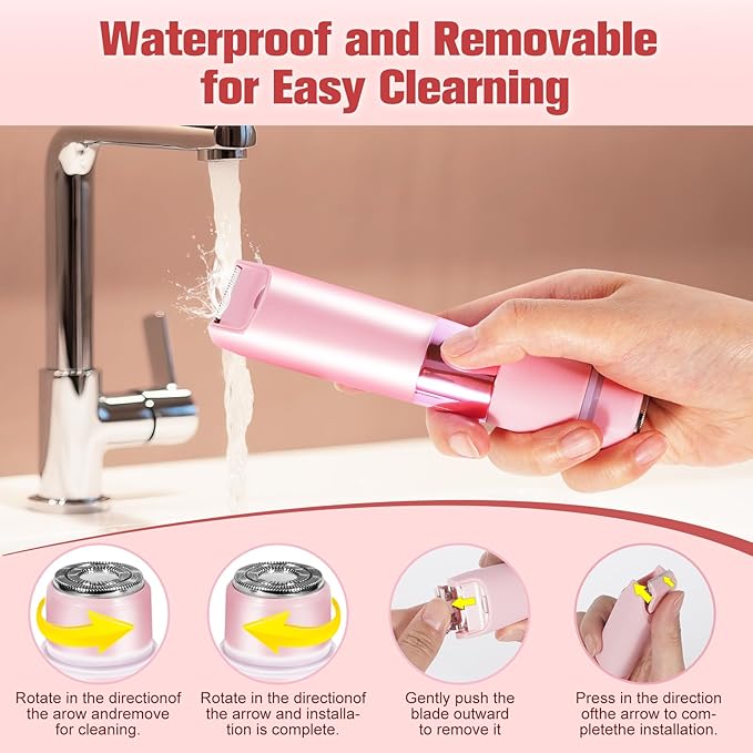 Bikini Trimmer for Women, 2 in 1 Electric Razor with LED Light, Rechargable Dual Head Electric Shaver Body Hair Remover, Painless Wet/Dry Use for Women Girls Travel