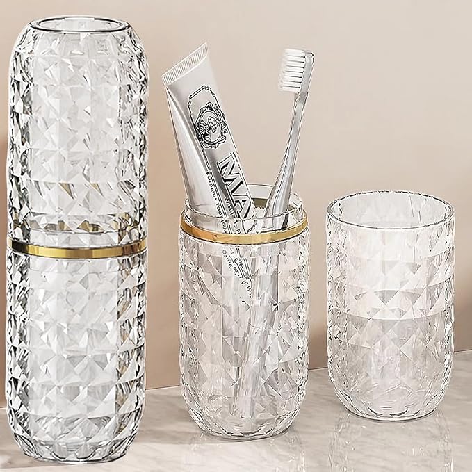 Travel Toothbrush Holder Large Travel Toothbrush Cup, Clear and Bright, Comfortable to Hold, Travel Toothpaste Container for Business Trip School Camping Bathroom(Clear)