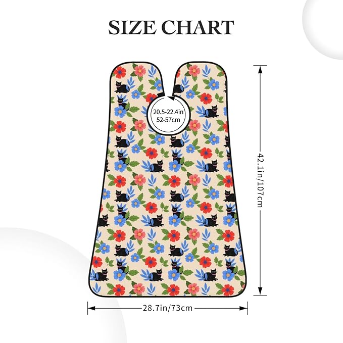 Beard Trimming Catcher Apron, Waterproof Non-Stick Grooming Bib for Shaving, Ideal for Men Dad Father’s Day, Halloween Black Cats Flowers Floral Shave Bib