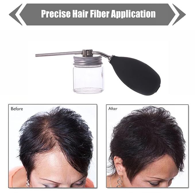 Hair Building Fibers Spray Pump Applicator for Hair Loss and Thinning Hair, Portable Hairdressing Tools, Hairdressing Tools Styling Supplies for Women Men (Black)