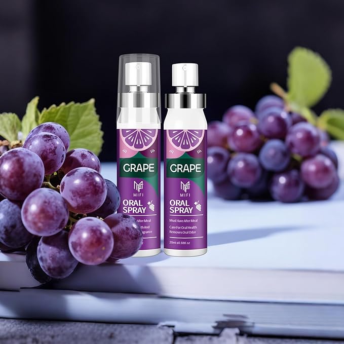 PEGO Oral Spray for Adult,Oral Freshness Spray,Fruit-Flavored,Sugar-Free,Dry Mouth Spray,Dry Mouth Relief,Removes Oral Odor,Fights Bad Breath,Oral Care Spray(Grape Flavor*2Pack)