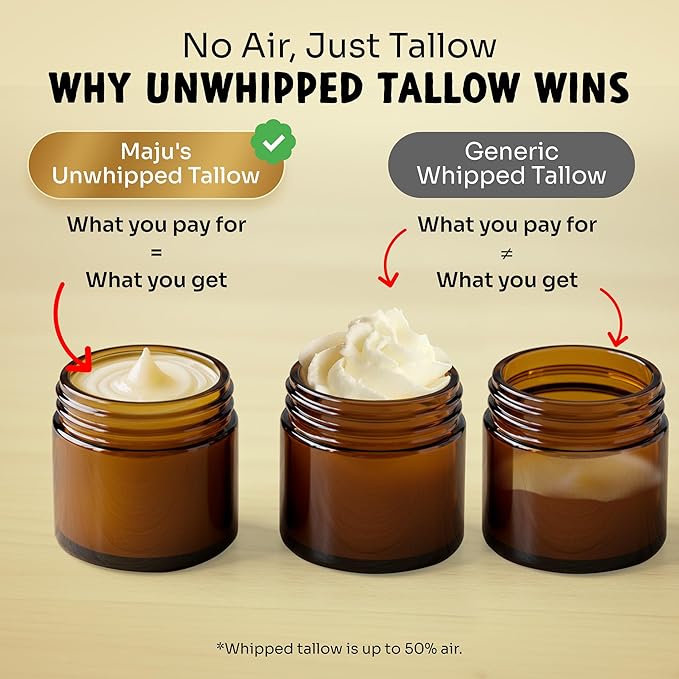 MAJU Beef Tallow Manuka Honey Balm, Unscented (2 oz), Grass-Fed Beef Tallow for Skin with Organic Black Seed Oil, Manuka Honey and Organic Beeswax, Skin and Face Moisturizer for Deep Hydration