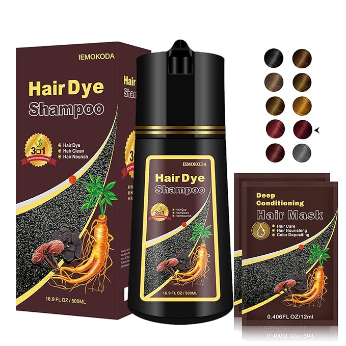 Cherry Brown Hair Dye Shampoo, Semi-Permanent Brown Hair Dye, Works in Minutes, Instant Hair Color Shampoo for Women Men, Champu Para Pintar el Pelo, Champu Para Canas, Easy to Use 16.90 Fl Oz