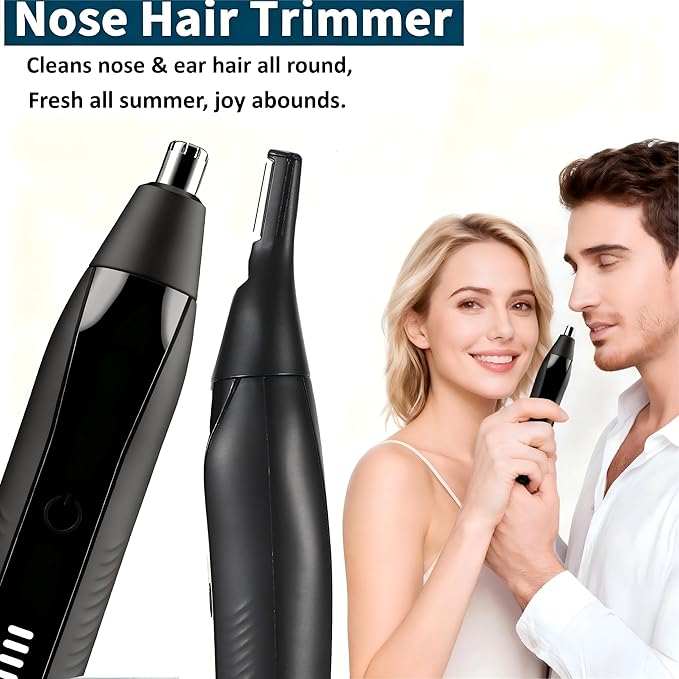 Ear and Nose Hair Trimmer for Men, 2025 Professional Painless USB Rechargeable Eyebrow & Facial Electric Hair Trimmer for Men Women, Powerful Motor, Dual Edge Blades (Black-UC01)